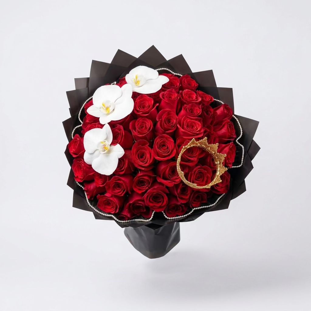 50 Red Roses and Orchids